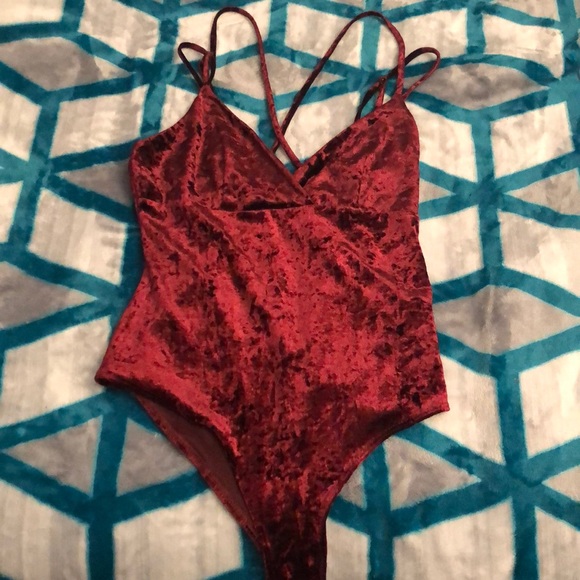 Velvet Maroon Bodysuit🥀 - Picture 1 of 5